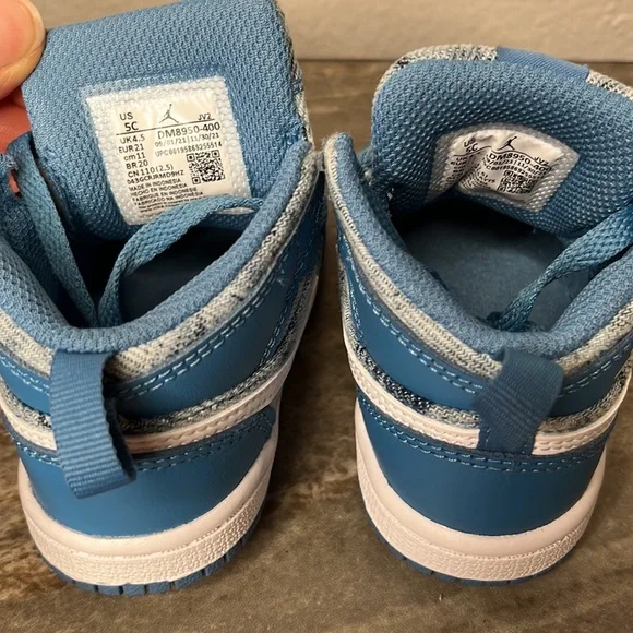Nike Air Jordan 1 Mid Toddler Washed Denim 5C